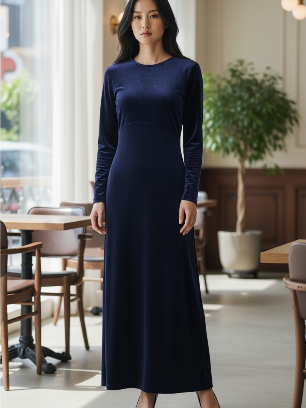 Laundry By Shelli Segal Deep Navy Velvet Dress Sz M Evening Dress